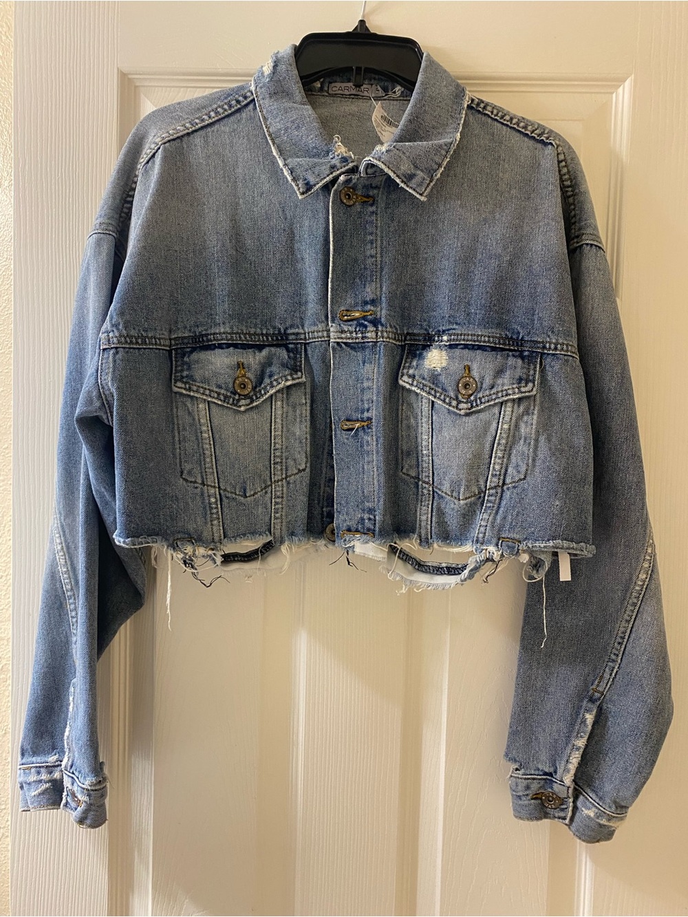 Carmar Light Blue Distressed Cropped Jean Jacket